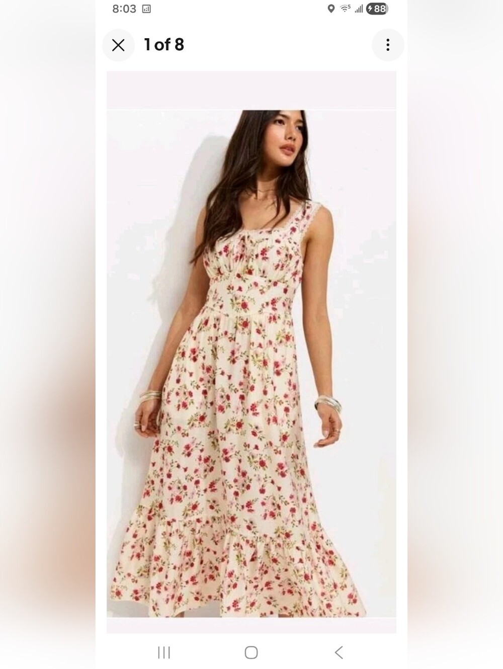 NWT Band Of The Free Floral Tiered Maxi Dress Empire Waist Sz S CottageCore